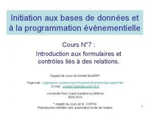 Initiation aux bases de donnes et la programmation