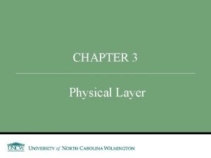 CHAPTER 3 Physical Layer Announcements and Outline Recap