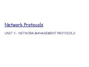 Network Protocols UNIT V NETWORK MANAGEMENT PROTOCOLS SNMPv