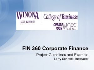 FIN 360 Corporate Finance Project Guidelines and Example