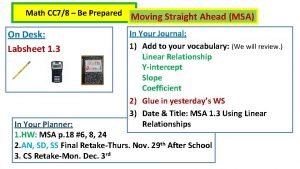 Math CC 78 Be Prepared On Desk Labsheet