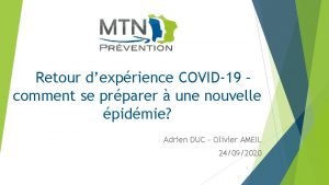 Retour dexprience COVID19 comment se prparer une nouvelle