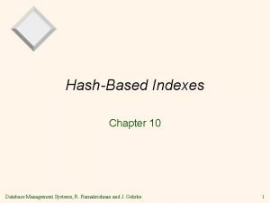 HashBased Indexes Chapter 10 Database Management Systems R