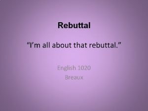 Rebuttal
