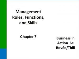 Management roles and functions