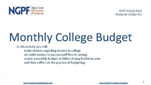 Ngpf activity bank paying for college