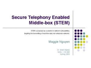 Secure Telephony Enabled Middlebox STEM STEM is proposed