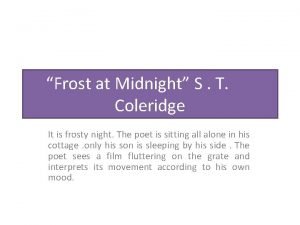 Frost at midnight analysis