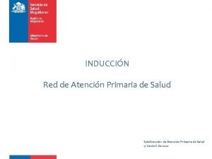 INDUCCIN Red de Atencin Primaria de Salud Subdireccin