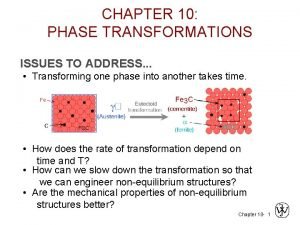 CHAPTER 10 PHASE TRANSFORMATIONS ISSUES TO ADDRESS Transforming