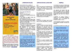 CONDITIONS DACCS RESSOURCES DE LA FAMILLE Les ressources