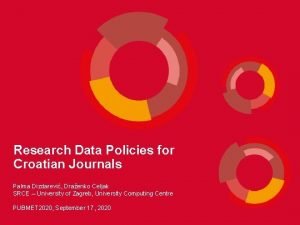 Research Data Policies for Croatian Journals Palma Dizdarevi