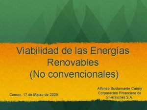 Viabilidad de las Energas Renovables No convencionales Comex