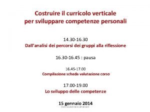 Costruire il curricolo verticale per sviluppare competenze personali