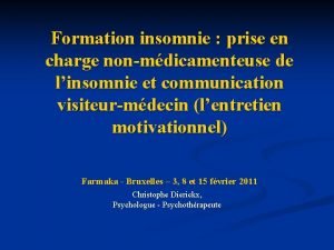 Formation thérapie insomnie