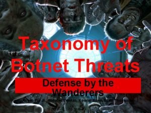 Taxonomy of Botnet Threats Defense by the Wanderers