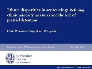Ethnic disparities in sentencing Refining ethnic minority measures