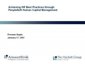 Achieving HR Best Practices through People Soft Human