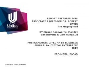 REPORT PREPARED FOR ASSOCIATE PROFESSOR DR ROBERT DAVIS