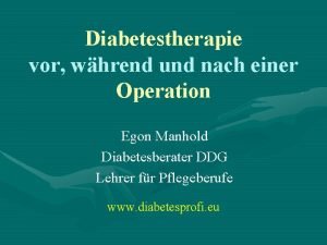 Diabetestherapie vor whrend und nach einer Operation Egon