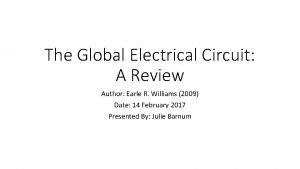 The Global Electrical Circuit A Review Author Earle