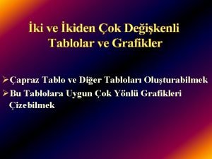 apraz Tablo ve Dier Tablolar Oluturabilmek Bu Tablolara