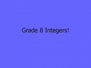 Integers grade 8