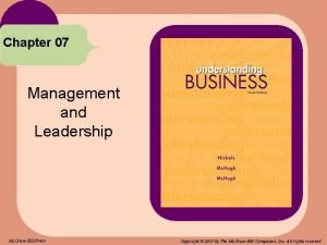 Chapter 07 Management and Leadership Mc GrawHillIrwin Copyright