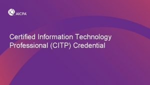 Citp certification Citp certification