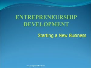 Assignment on entrepreneurship development