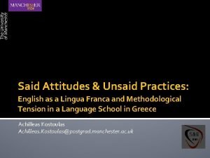 Said Attitudes Unsaid Practices English as a Lingua