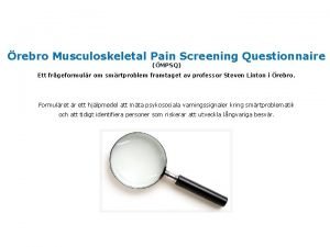 örebro musculoskeletal pain screening questionnaire