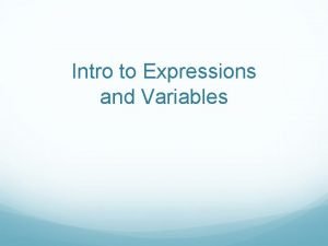 Intro to expressions