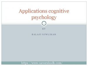 Applications cognitive psychology 1 BY BALAJI NIWLIKAR https