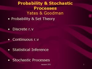 Probability Stochastic Processes Yates Goodman Probability Set Theory
