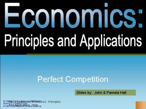 Perfect Competition Slides by John Pamela Hall ECONOMICS