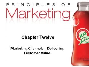 Chapter Twelve Marketing Channels Delivering Customer Value Copyright