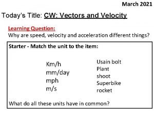 March 2021 Todays Title CW Vectors and Velocity