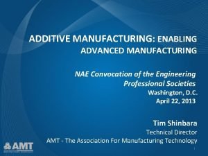 ADDITIVE MANUFACTURING ENABLING ADVANCED MANUFACTURING NAE Convocation of