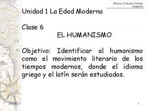 Unidad 1 La Edad Moderna Clase 6 Historia