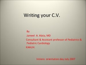 Writing your C V By Jameel A Alata