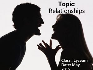 Topic Relationships Class Lyceum Date May Teacher KROKOU