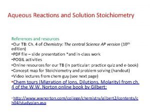 Aqueous reactions and solution stoichiometry