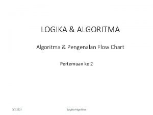 LOGIKA ALGORITMA Algoritma Pengenalan Flow Chart Pertemuan ke
