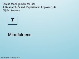 Stress Management for Life A ResearchBased Experiential Approach