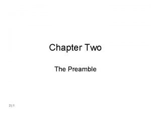 Chapter Two The Preamble 2 1 The Preamble