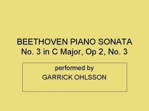 BEETHOVEN PIANO SONATA No 3 in C Major