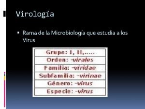 Virologa Rama de la Microbiologa que estudia a