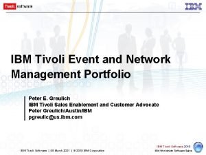 Tivoli netcool performance manager