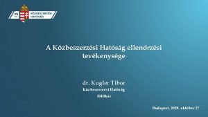 A Kzbeszerzsi Hatsg ellenrzsi tevkenysge dr Kugler Tibor